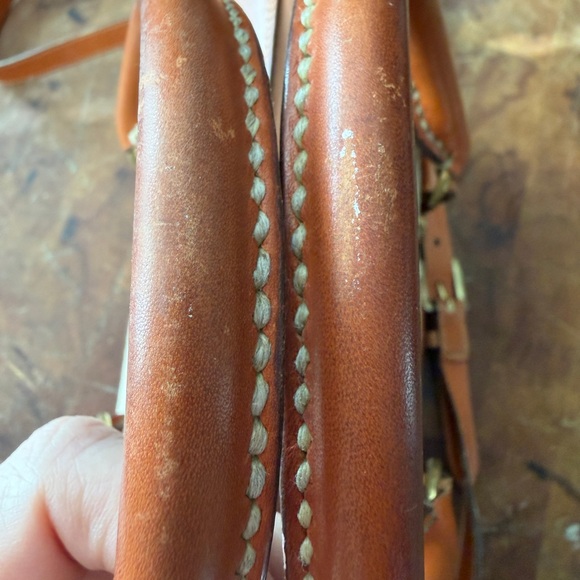 Dooney & Bourke Cream and Brown Leather Satchel - Picture 11 of 12